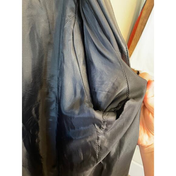 Avenue Soft Genuine Leather Black Collared Button Up Long Plus Size Jacket 22/24 - Picture 15 of 16